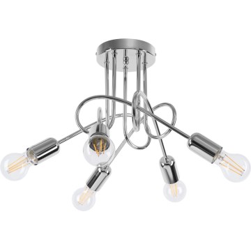 Lampadario a sospensione con supporto rigido LOOP 5xE27/15W/230V cromo