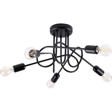 Lampadario a sospensione con supporto rigido LOOP 5xE27/15W/230V nero