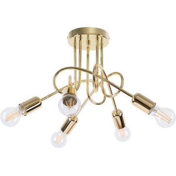 Lampadario a sospensione con supporto rigido LOOP 5xE27/15W/230V oro