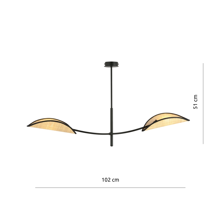 Lampadario a sospensione con supporto rigido LOTUS 2xE14/10W/230V nero/beige