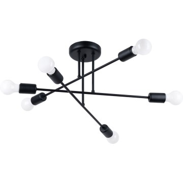 Lampadario a sospensione con supporto rigido NORAH 6xE27/15W/230V nero