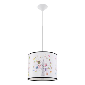 Lampadario a sospensione per bambini OWLS 1xE27/15W/230V diametro 30 cm gufi