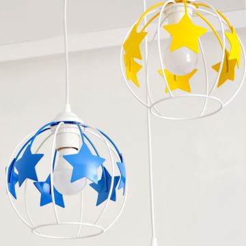 Lampadario a sospensione per bambini STARS 3xE27/15W/230V blu/rosa/giallo