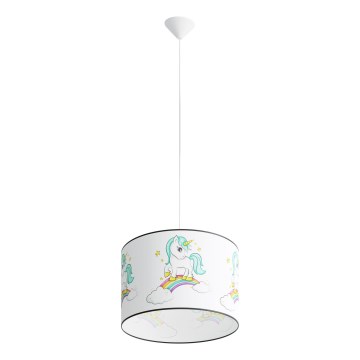 Lampadario a sospensione per bambini UNICORN 1xE27/15W/230V diametro 40 cm unicorno