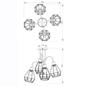 Lampadario allegato BERGEN 4xE27/60W/230V nero/dorato