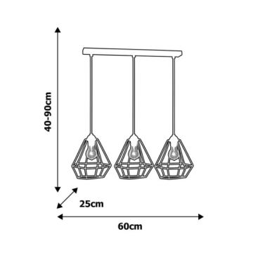 Lampadario ALMA 3xE27/60W/230V nero