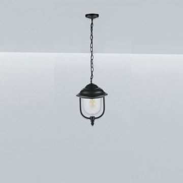 Lampadario da esterno a sospensione con catena 1xE27/60W/230V IP44 nero