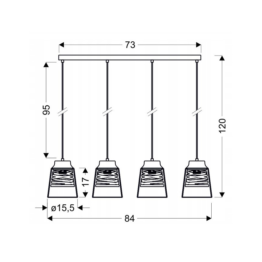 Lampadario fisso FRESNO 4xE27/60W/230V