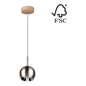 Lampadario LED a sospensione con filo BALL WOOD 1xGU10/5W/230V quercia opaco - certificato FSC