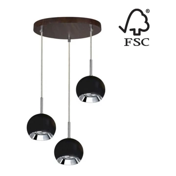 Lampadario LED a sospensione con filo BALL WOOD 3xGU10/5W/230V -  certificato FSC