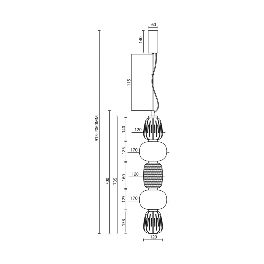 Lampadario LED a sospensione con filo CARO LED/40W/230V oro