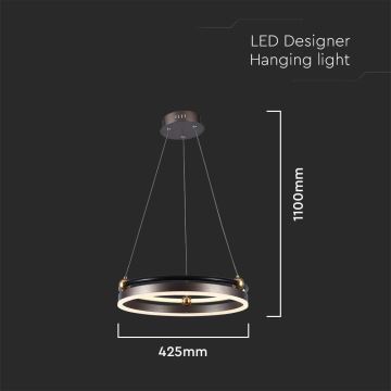 Lampadario LED a sospensione con filo LED/20W/230V 3000K diametro 42 cm marrone