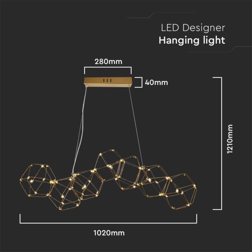 Lampadario LED a sospensione con filo LED/28W/230V 3000K oro