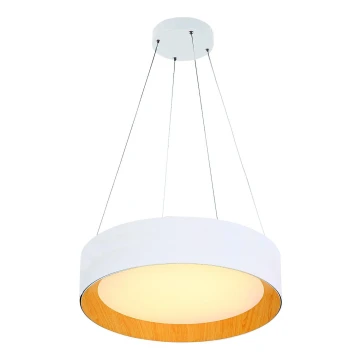 Lampadario LED a sospensione con filo LED/30W/230V 3000K diametro 45 cm bianco/quercia