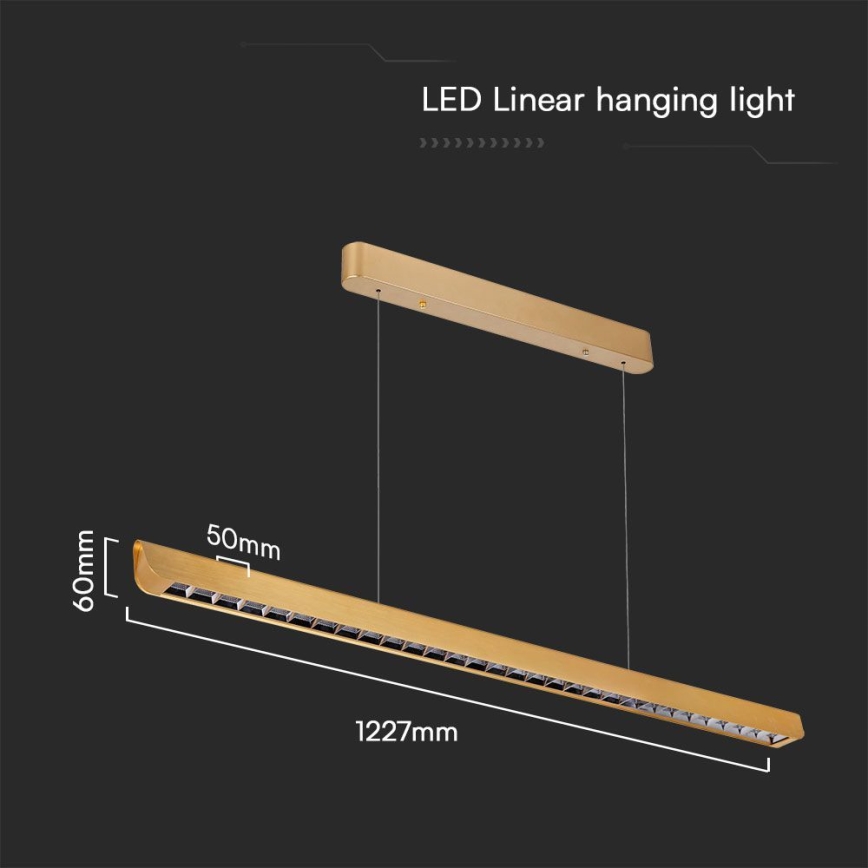 Lampadario LED a sospensione con filo LED/36W/230V 3000/4000/6400K oro