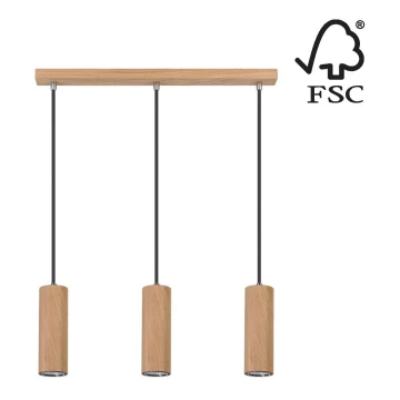 Lampadario LED a sospensione con filo PIPE 3xGU10/5W/230V quercia opaco - certificato FSC