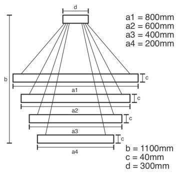 Lampadario LED Dimmerabile su filo LED/165W/230V 3000-6500K + telecomando