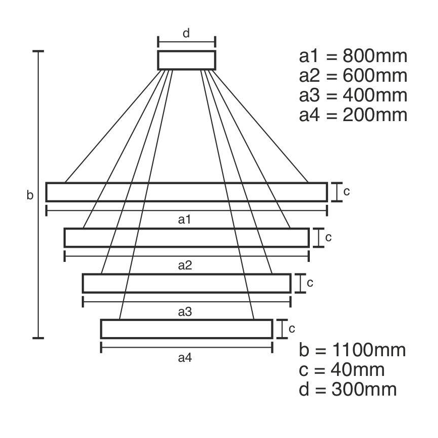 Lampadario LED Dimmerabile su filo LED/165W/230V 3000-6500K + telecomando