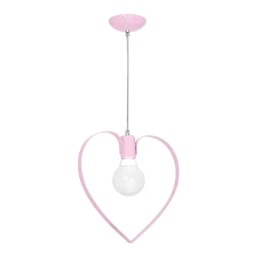 Lampadario per bambini CUORE 1xE27/60W/230V rosa chiaro