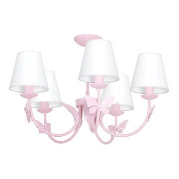 Lampadario per bambini FARFALLINA 5xE14/60W rosa