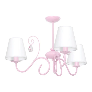 Lampadario per bambini LAURA 3xE14/60W/230V rosa chiaro