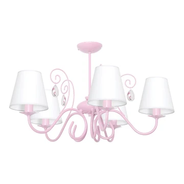 Lampadario per bambini LAURA 5xE14/60W/230V rosa chiaro