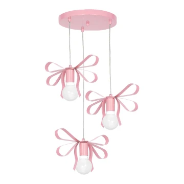 Lampadario per bambini NELA 3xE27/60W/230V rosa chiaro