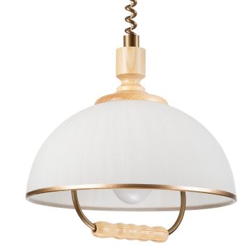 Lampadario regolabile RAMONA 1xE27/60W/230V beige/marrone chiaro/pino