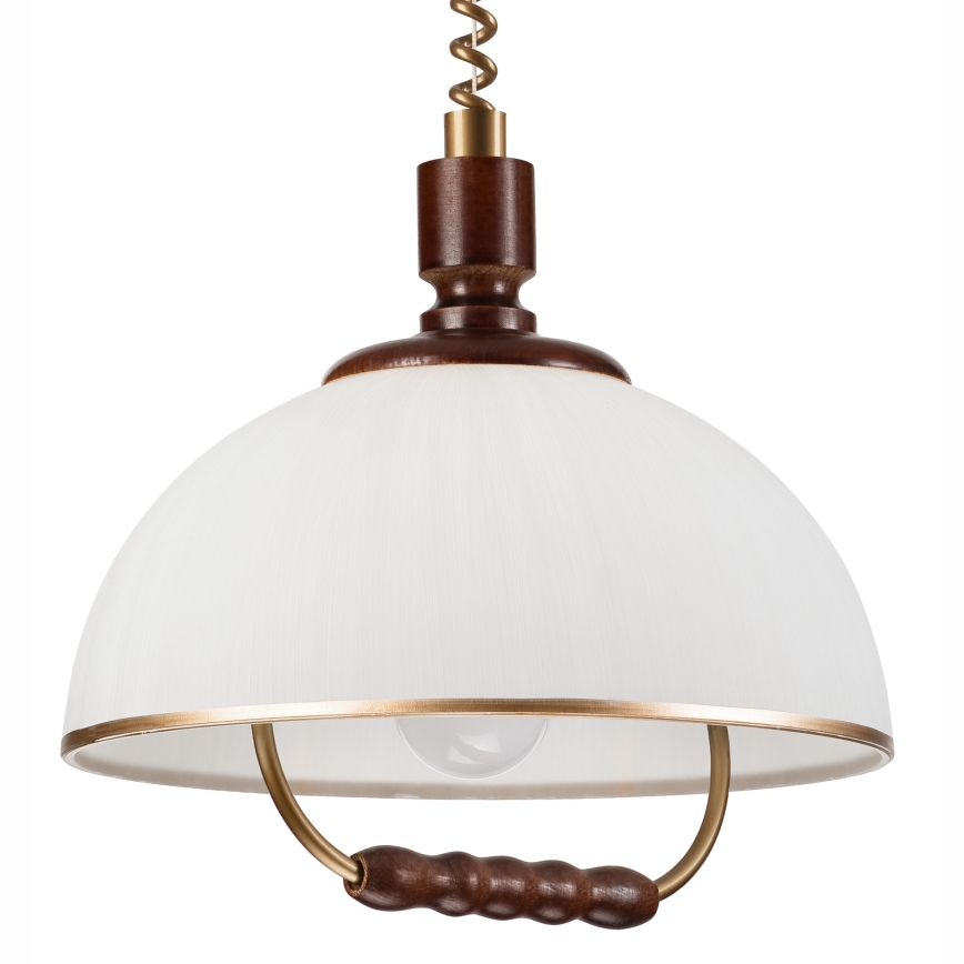 Lampadario regolabile RAMONA 1xE27/60W/230V beige/marrone scuro/pino