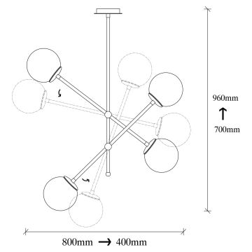 Lampadario su asta  BEST 4xE27/100W/230V