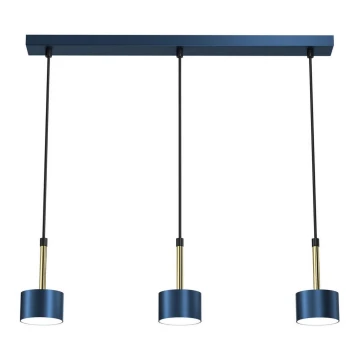 Lampadario su corda ARENA 3xGX53/11W/230V blu/dorato