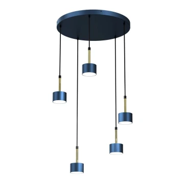 Lampadario su corda ARENA 5xGX53/11W/230V blu/dorato