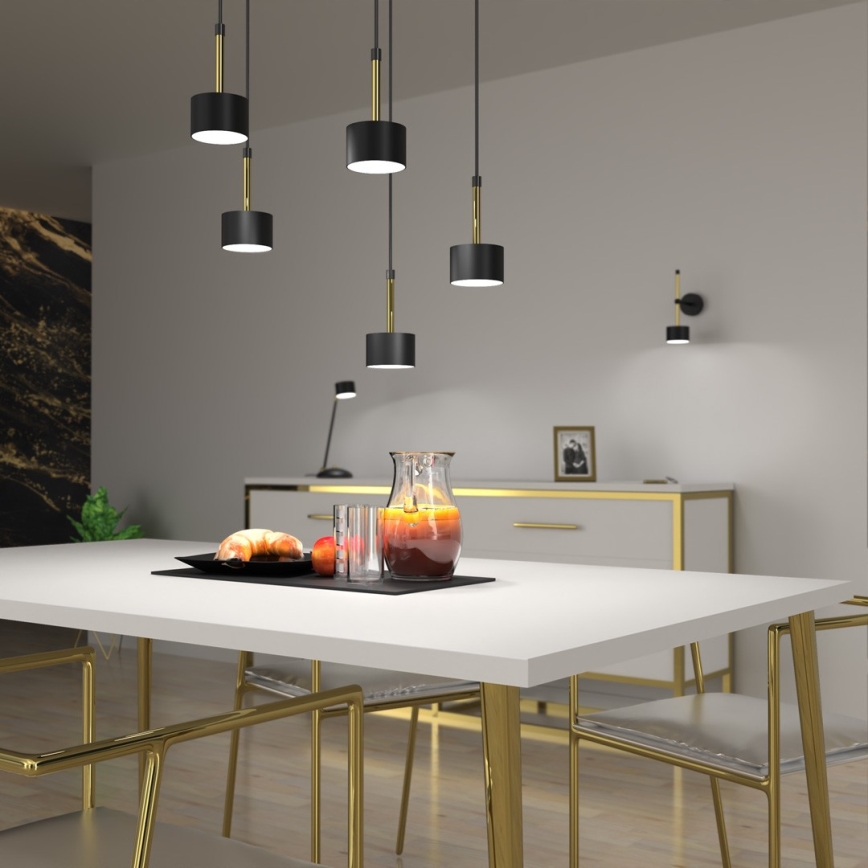 Lampadario su corda ARENA 5xGX53/11W/230V nero/oro