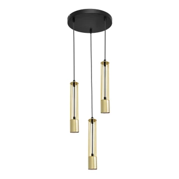 Lampadario su corda BARS 3xGU10/20W/230V dorato/nero