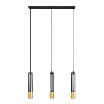 Lampadario su corda BARS 3xGU10/20W/230V nero/dorato