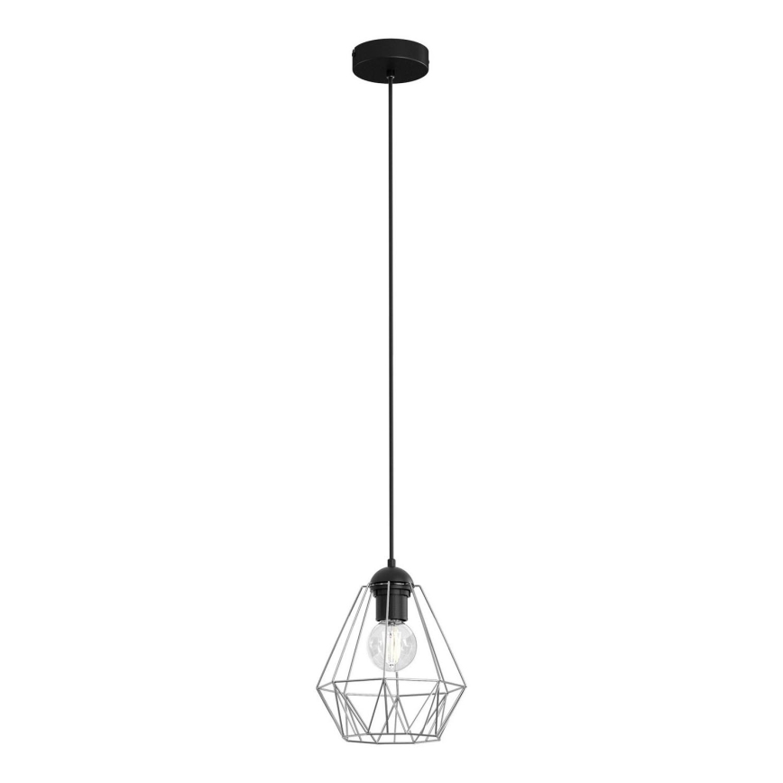 Lampadario su corda BERGEN 1xE27/60W/230V nero/cromo lucido