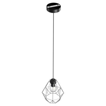 Lampadario su corda BERGEN 1xE27/60W/230V nero/cromo lucido