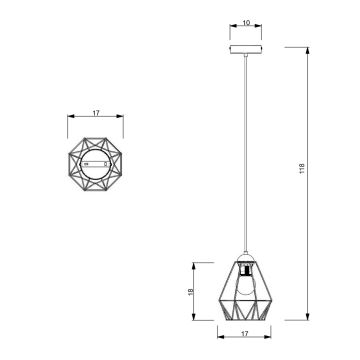 Lampadario su corda BERGEN 1xE27/60W/230V nero/dorato