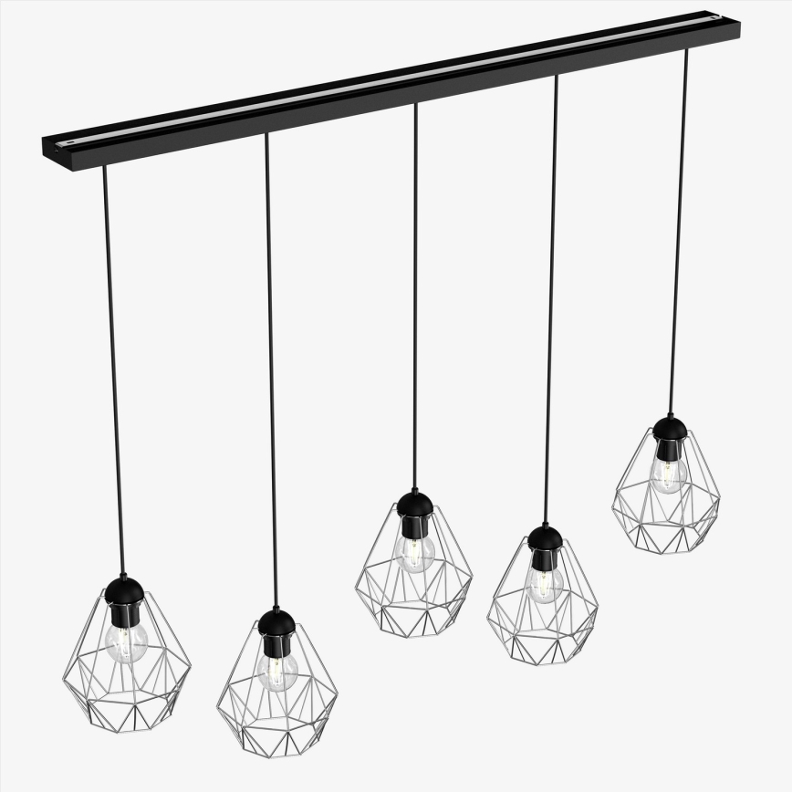 Lampadario su corda BERGEN 5xE27/60W/230V nero/cromo lucido