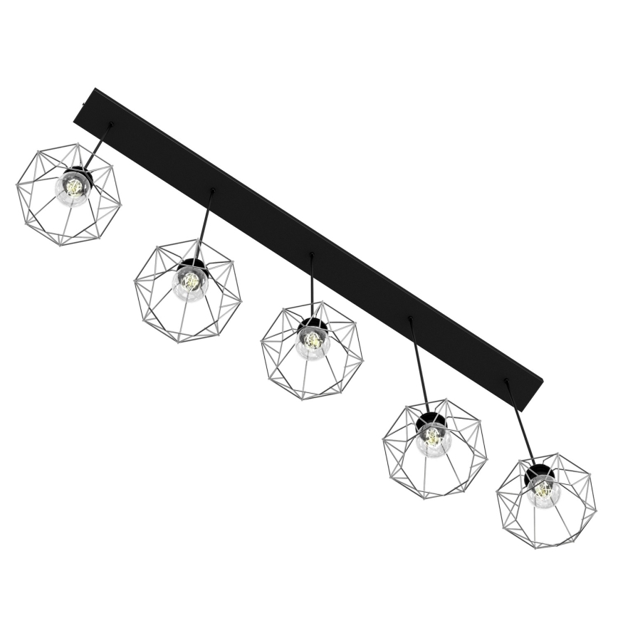 Lampadario su corda BERGEN 5xE27/60W/230V nero/cromo lucido