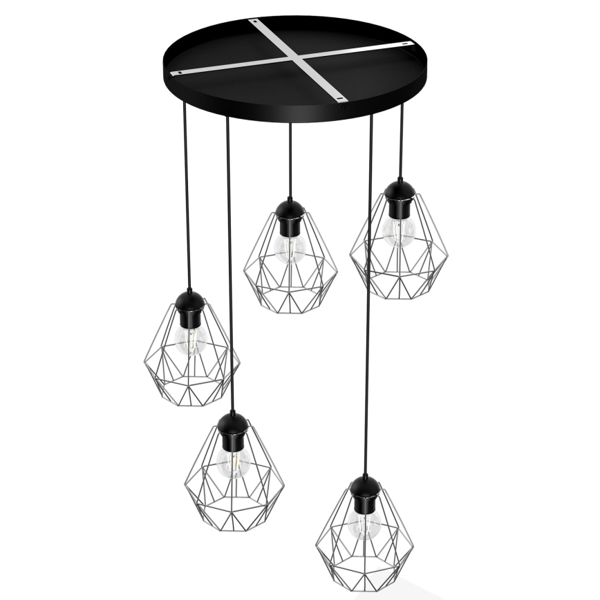 Lampadario su corda  BERGEN 5xE27/60W/230Vnero/cromato lucido