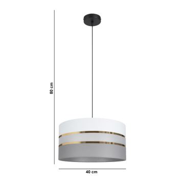 Lampadario su corda   CORAL 1xE27/60W/230V d. 40 cm bianco/grigio