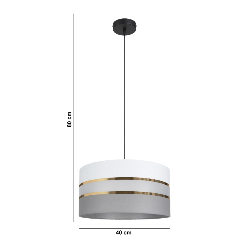 Lampadario su corda   CORAL 1xE27/60W/230V d. 40 cm bianco/grigio