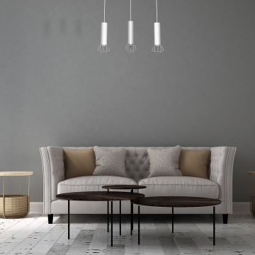 Lampadario su corda DANTE 3xGU10/25W/230V bianco/cromo lucido