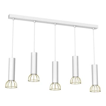 Lampadario su corda DANTE 5xGU10/25W/230V bianco/oro