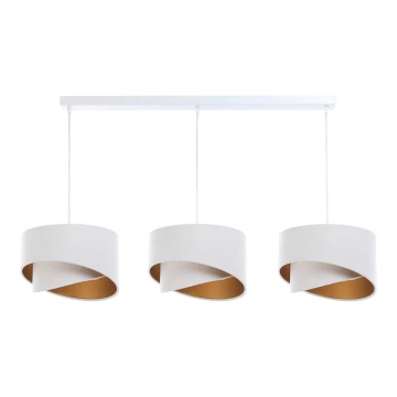 Lampadario su corda GALAXY 3xE27/60W/230V bianco/oro