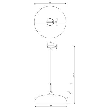 Lampadario su corda LINCOLN 1xE27/60W/230V d. 45 cm nero