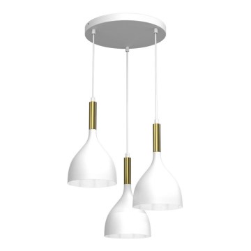 Lampadario su corda NOAK 3xE27/60W/230V bianco/oro