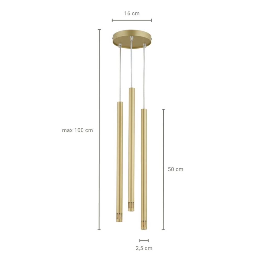 Lampadario su corda STALACTITE LASER 3xG9/3W/230V oro