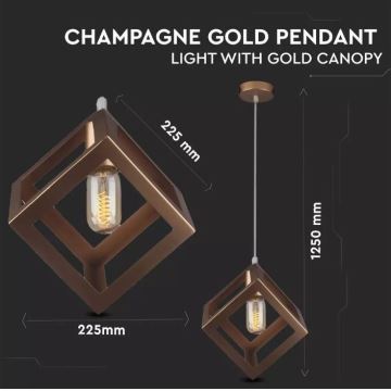 Lampadario su filo  1xE27/60W/230V bronzo